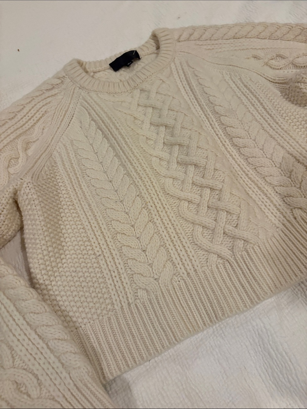 Nili Lotan Coras Cream Cable Knit Crewneck Sweater - Picture 3 of 10